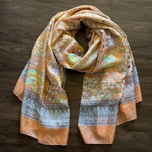 Colorful Paisley Scarf 100% Silk